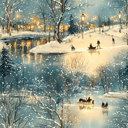 Lamplight Snowfall Pattern 3 Minky Fabric