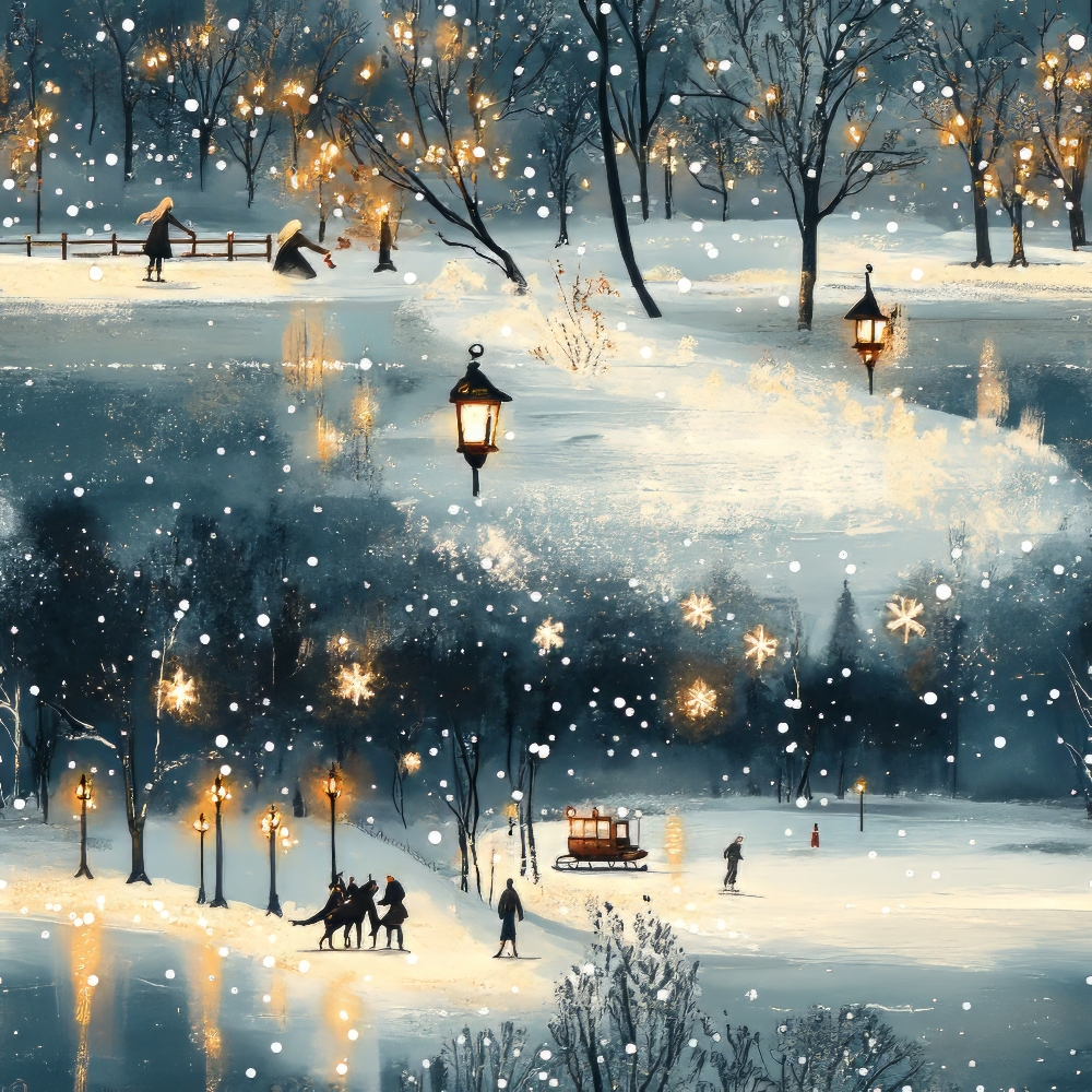 Lamplight Snowfall Pattern 4 Minky Fabric