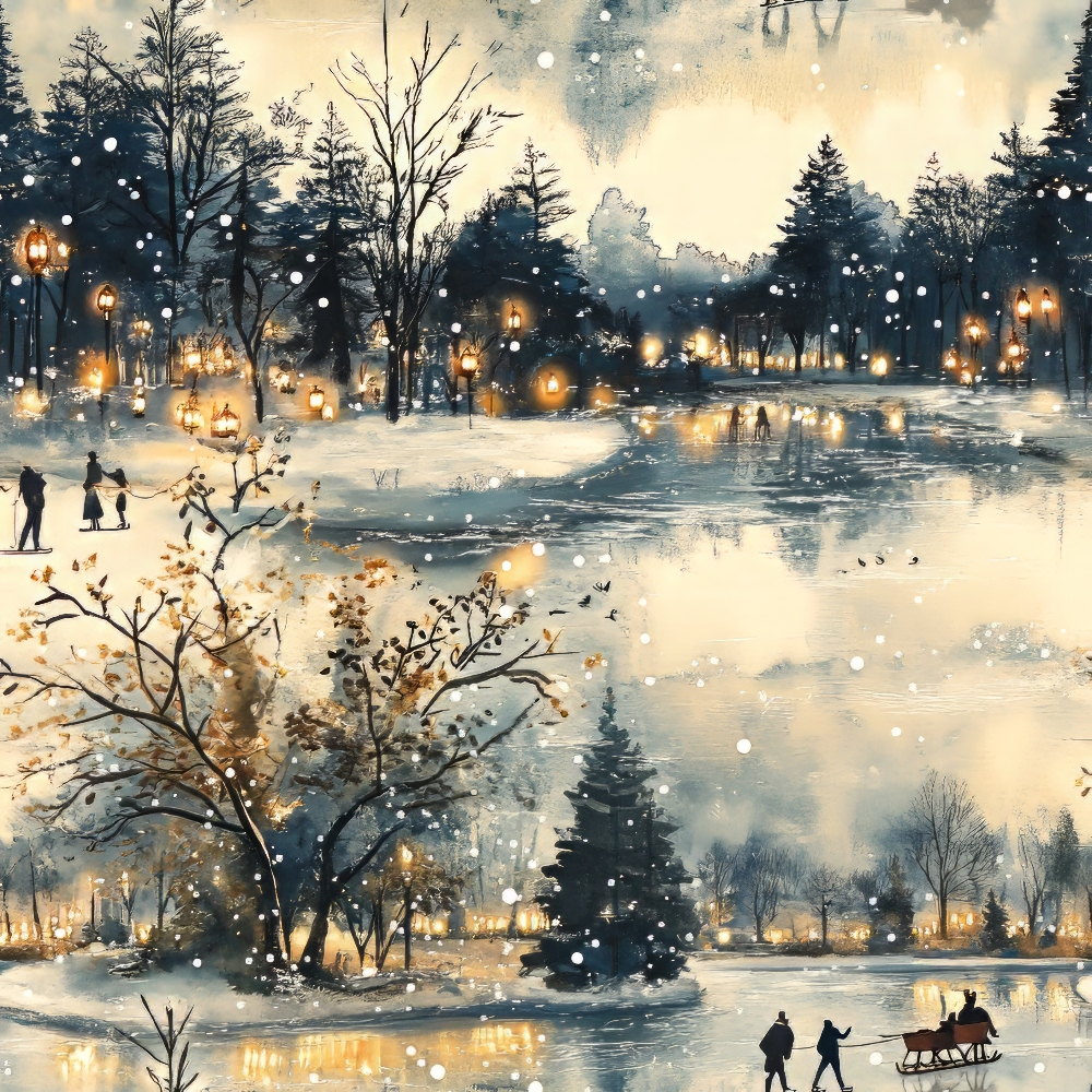 Lamplight Snowfall Pattern 5 Minky Fabric
