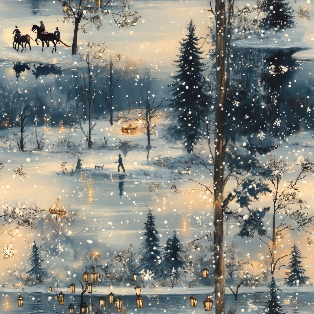 Lamplight Snowfall Pattern 7 Minky Fabric