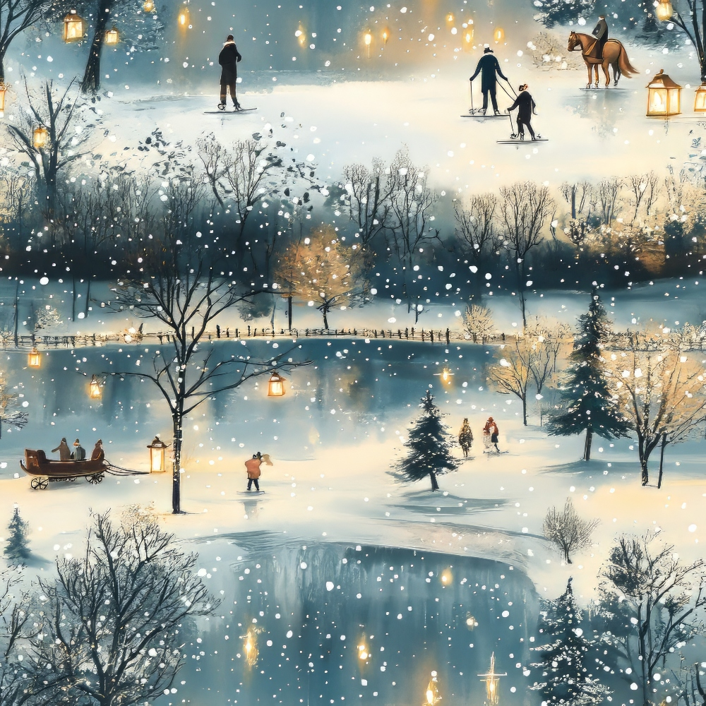Lamplight Snowfall Pattern 8 Minky Fabric