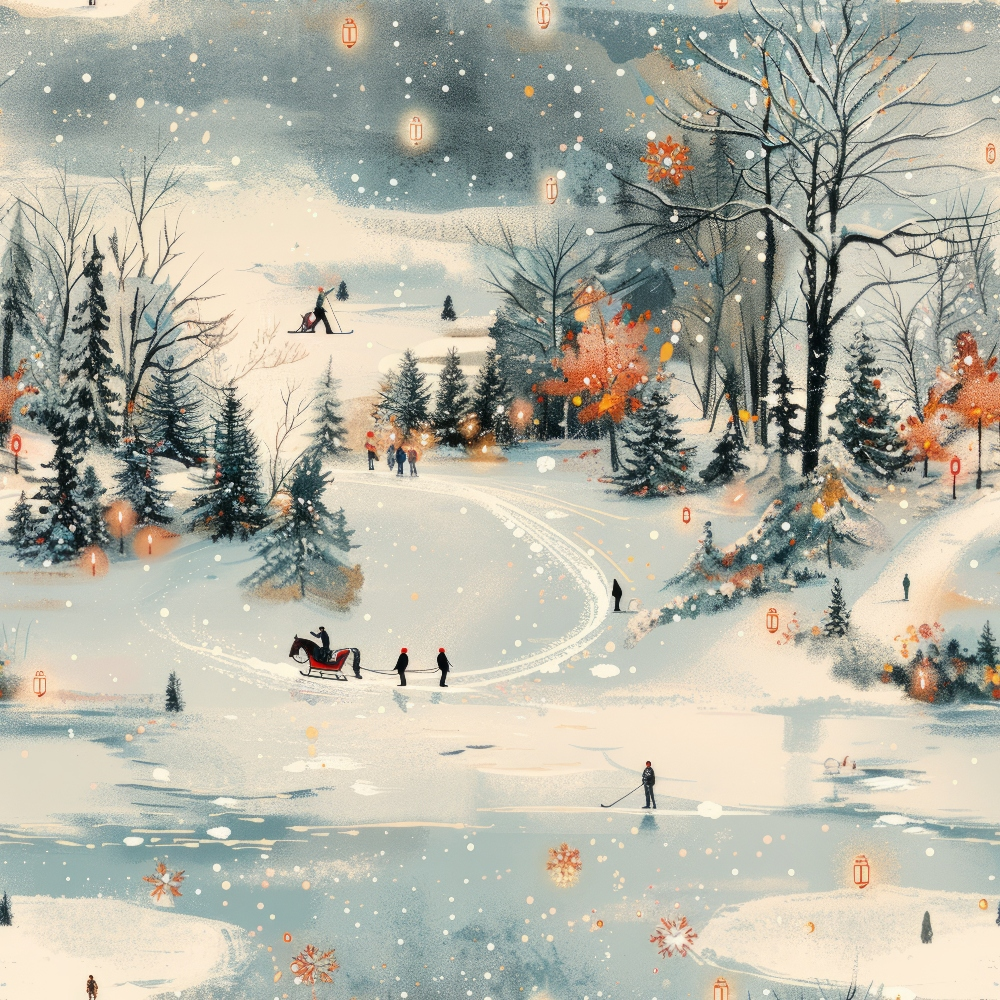 Lamplight Snowfall Pattern 9 Minky Fabric