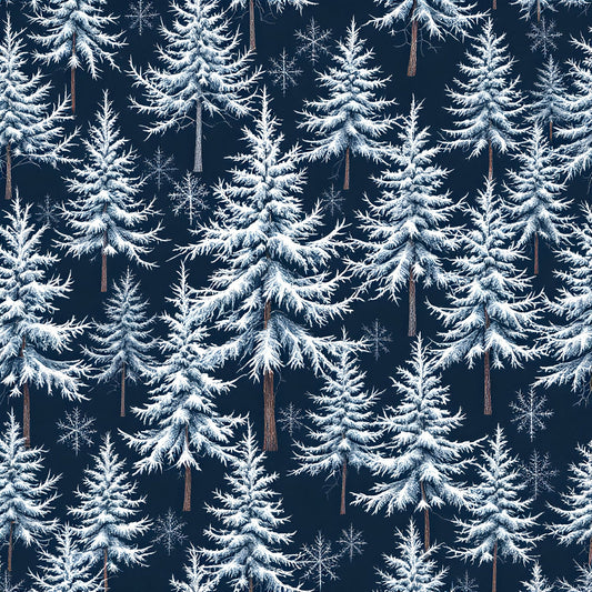 Frosty Winter Trees Pattern 1 Quilting Cotton Fabric