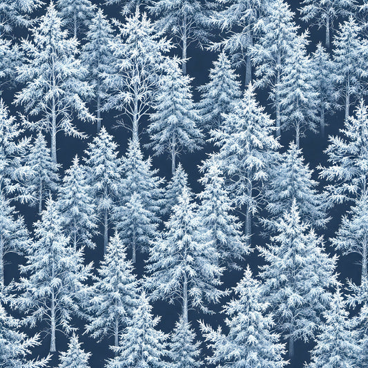 Frosty Winter Trees Pattern 10 Quilting Cotton Fabric