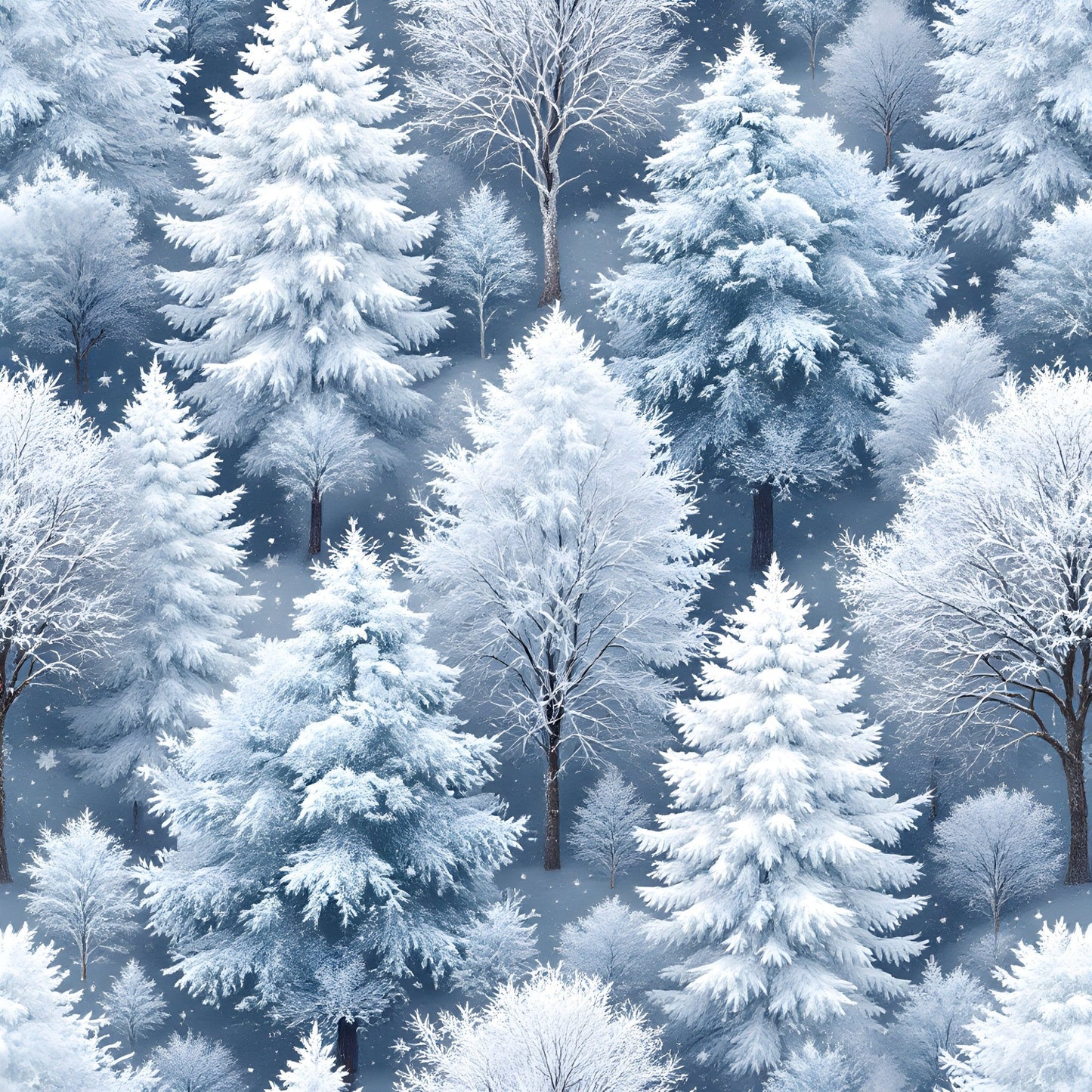 Frosty Winter Trees Pattern 13 Quilting Cotton Fabric