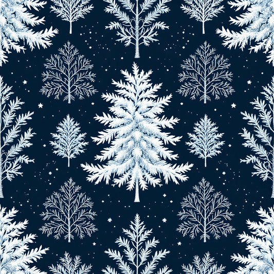 Frosty Winter Trees Pattern 14 Quilting Cotton Fabric