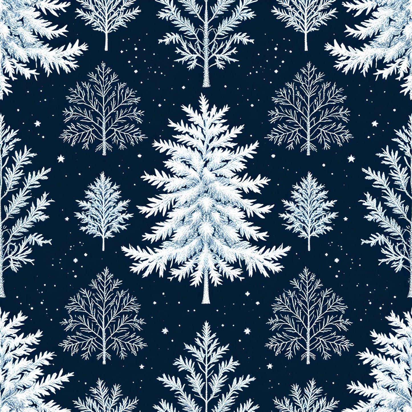 Frosty Winter Trees Pattern 14 Quilting Cotton Fabric