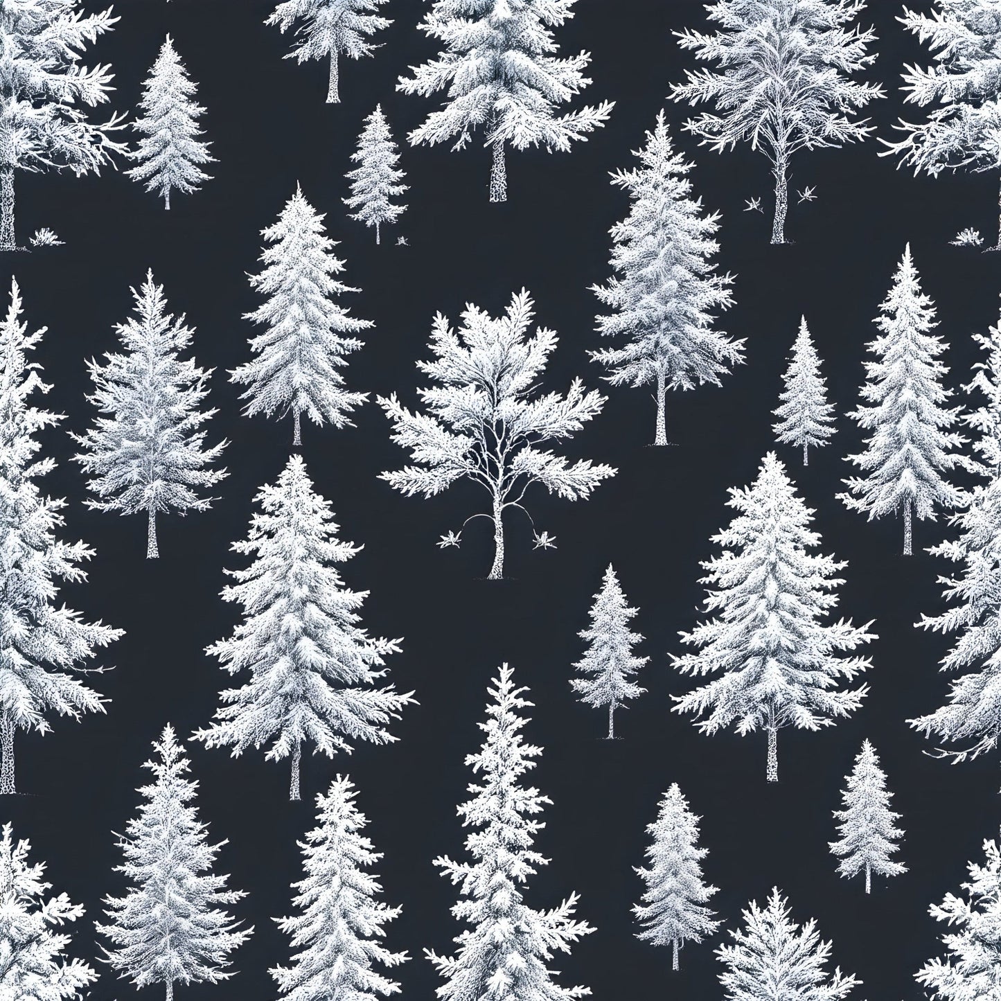 Frosty Winter Trees Pattern 15 Quilting Cotton Fabric