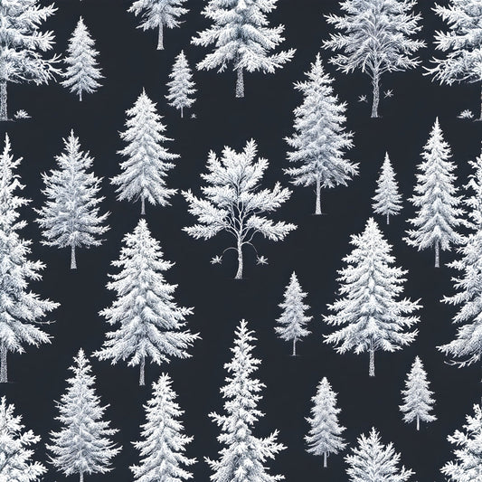 Frosty Winter Trees Pattern 15 Quilting Cotton Fabric
