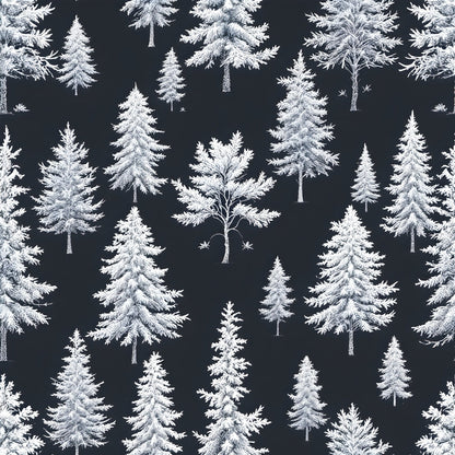 Frosty Winter Trees Pattern 15 Quilting Cotton Fabric
