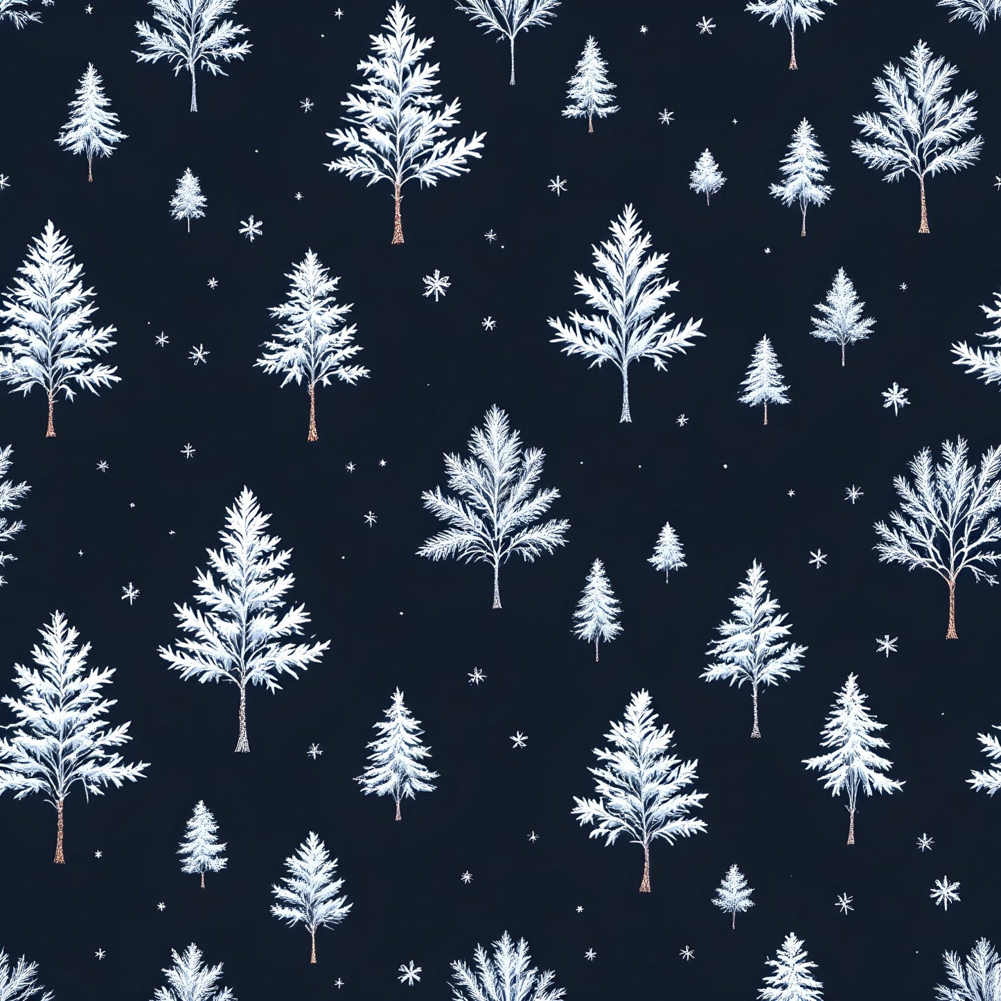 Frosty Winter Trees Pattern 2 Quilting Cotton Fabric