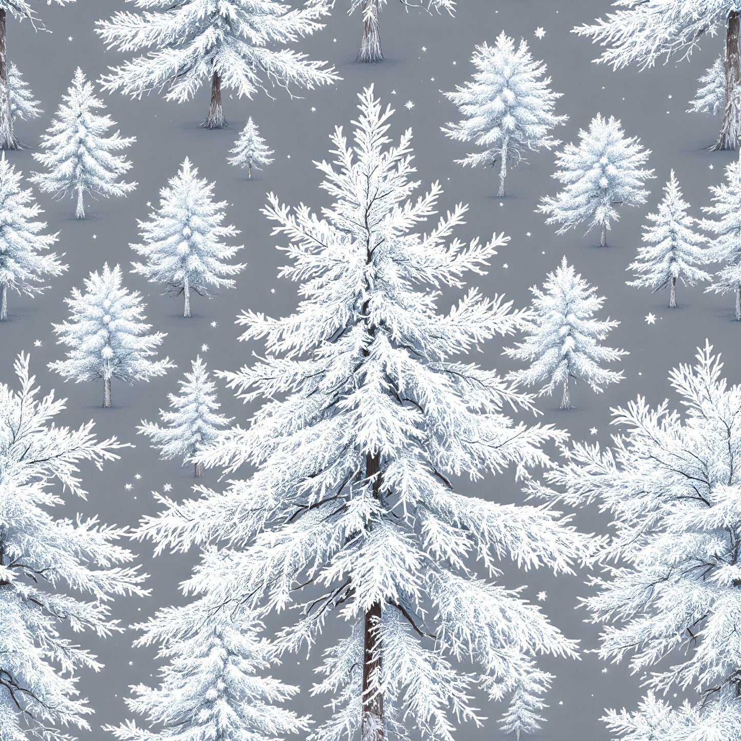 Frosty Winter Trees Pattern 8 Quilting Cotton Fabric
