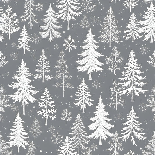 Frosty Winter Trees Pattern 9 Quilting Cotton Fabric