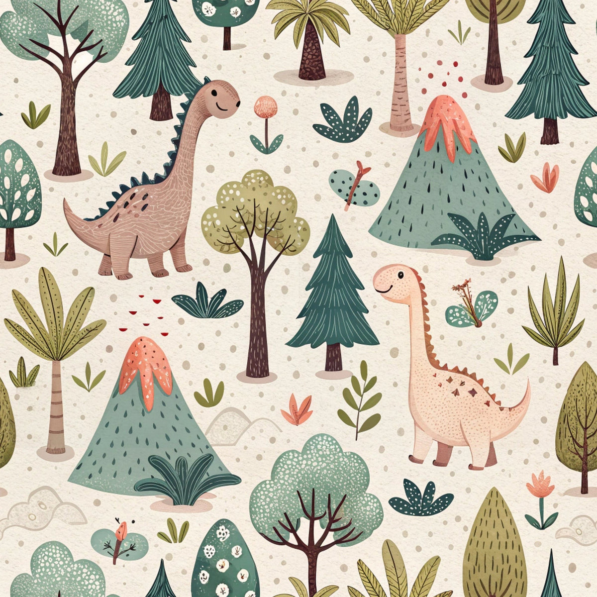 Jurassic Woodland Pattern 1 Minky Fabric
