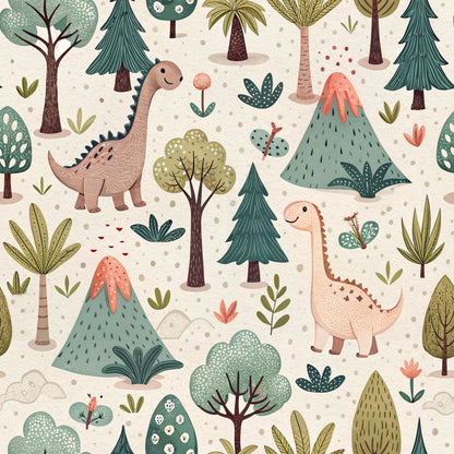Jurassic Woodland Pattern 1 Minky Fabric