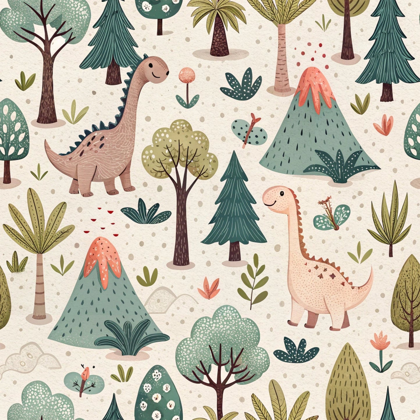 Fun Cartoon Dinosaur Pattern 1 Quilting Cotton Fabric