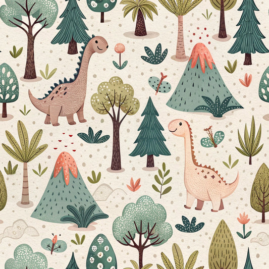 Fun Cartoon Dinosaur Pattern 1 Quilting Cotton Fabric