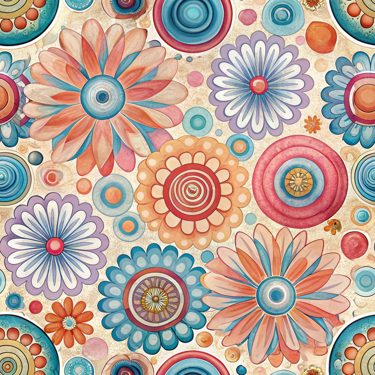 Funky Daisy Watercolor Pattern 22 Minky Fabric