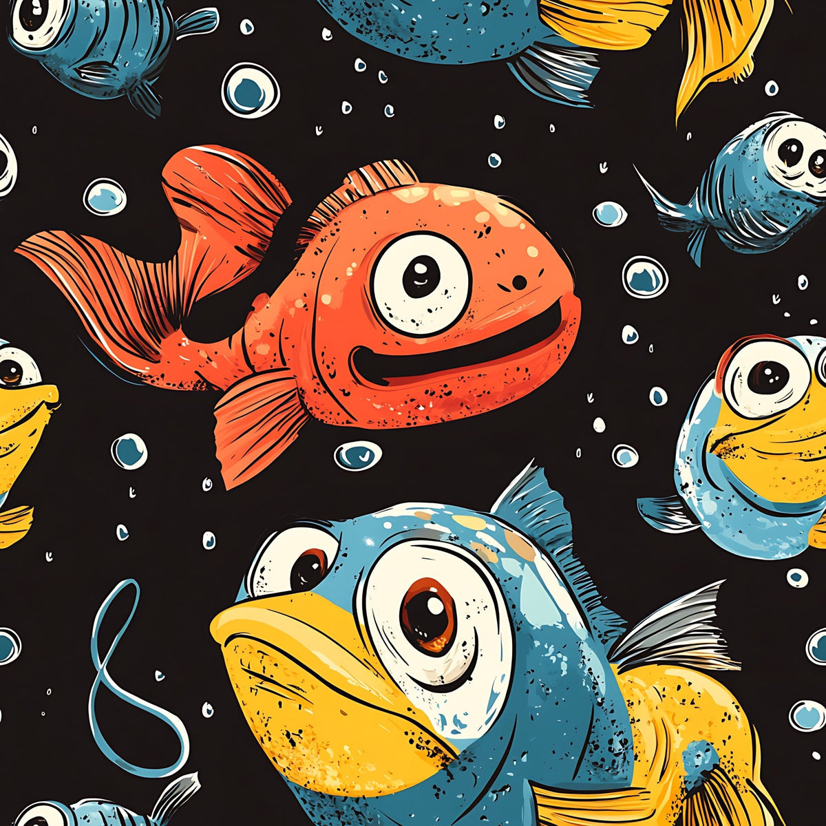 Googly Guppies Pattern 1 Minky Fabric