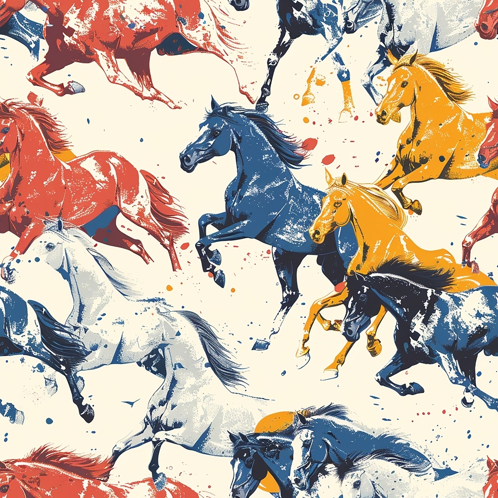 Painted Mustangs Pattern 1 Minky Fabric