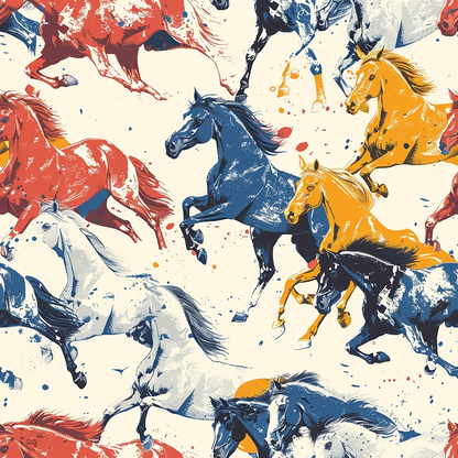 Painted Mustangs Pattern 1 Minky Fabric