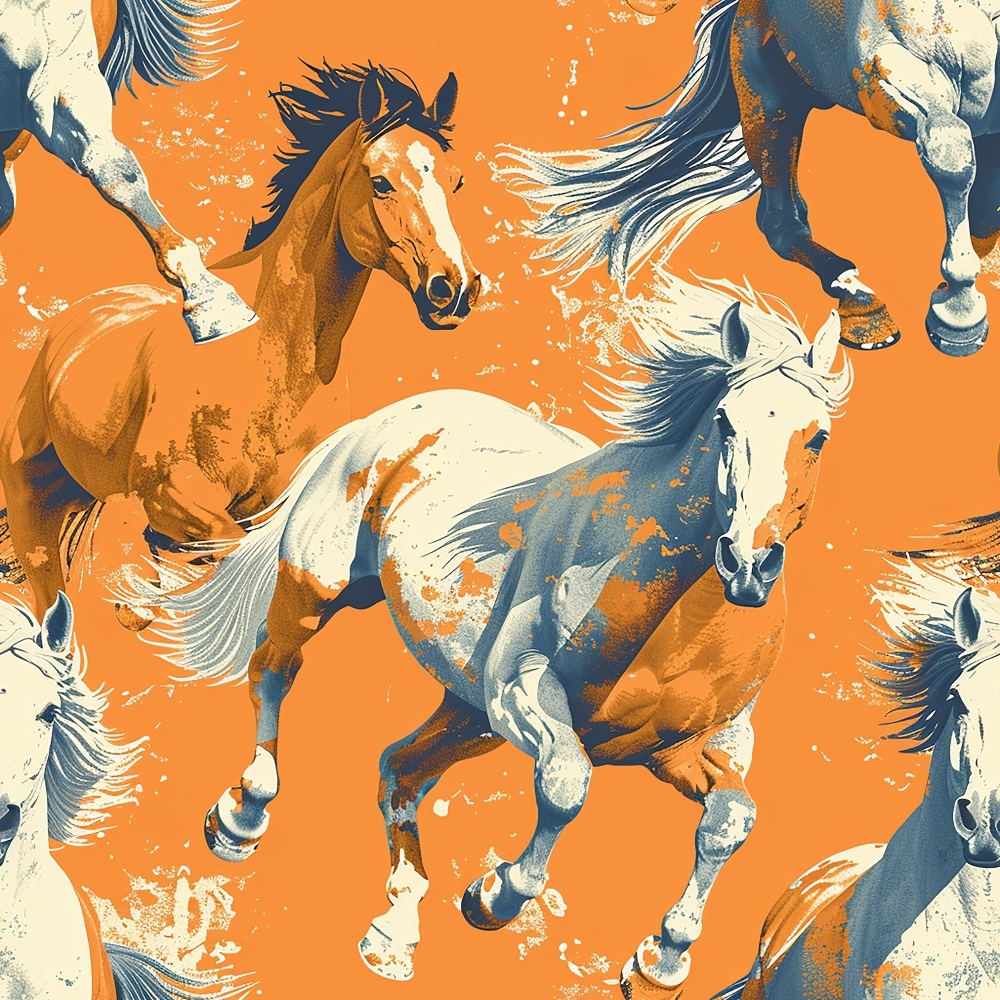 Painted Mustangs Pattern 2 Minky Fabric