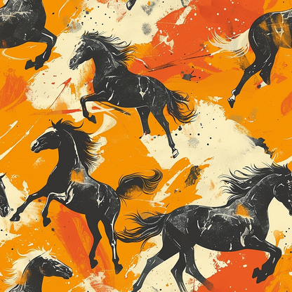 Painted Mustangs Pattern 3 Minky Fabric