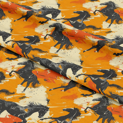 Galloping Horse Pattern 3 Quilting Cotton Fabric