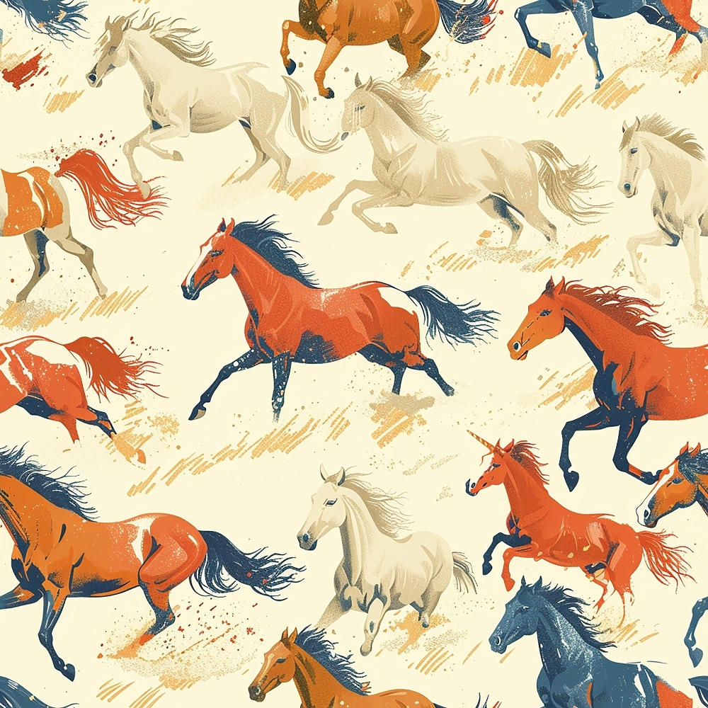 Painted Mustangs Pattern 4 Minky Fabric