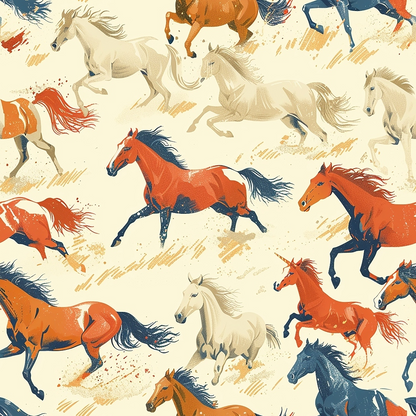 Painted Mustangs Pattern 4 Minky Fabric