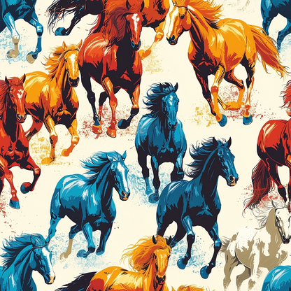 Galloping Horse Pattern 5 Quilting Cotton Fabric
