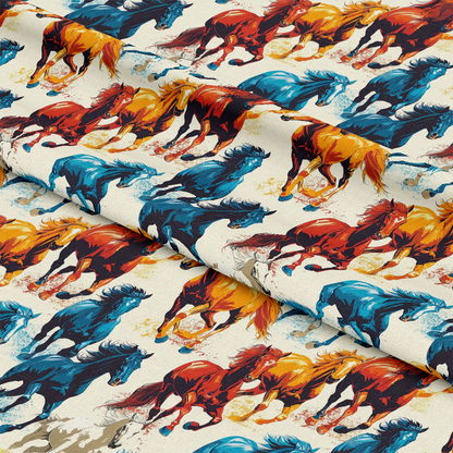 Galloping Horse Pattern 5 Quilting Cotton Fabric
