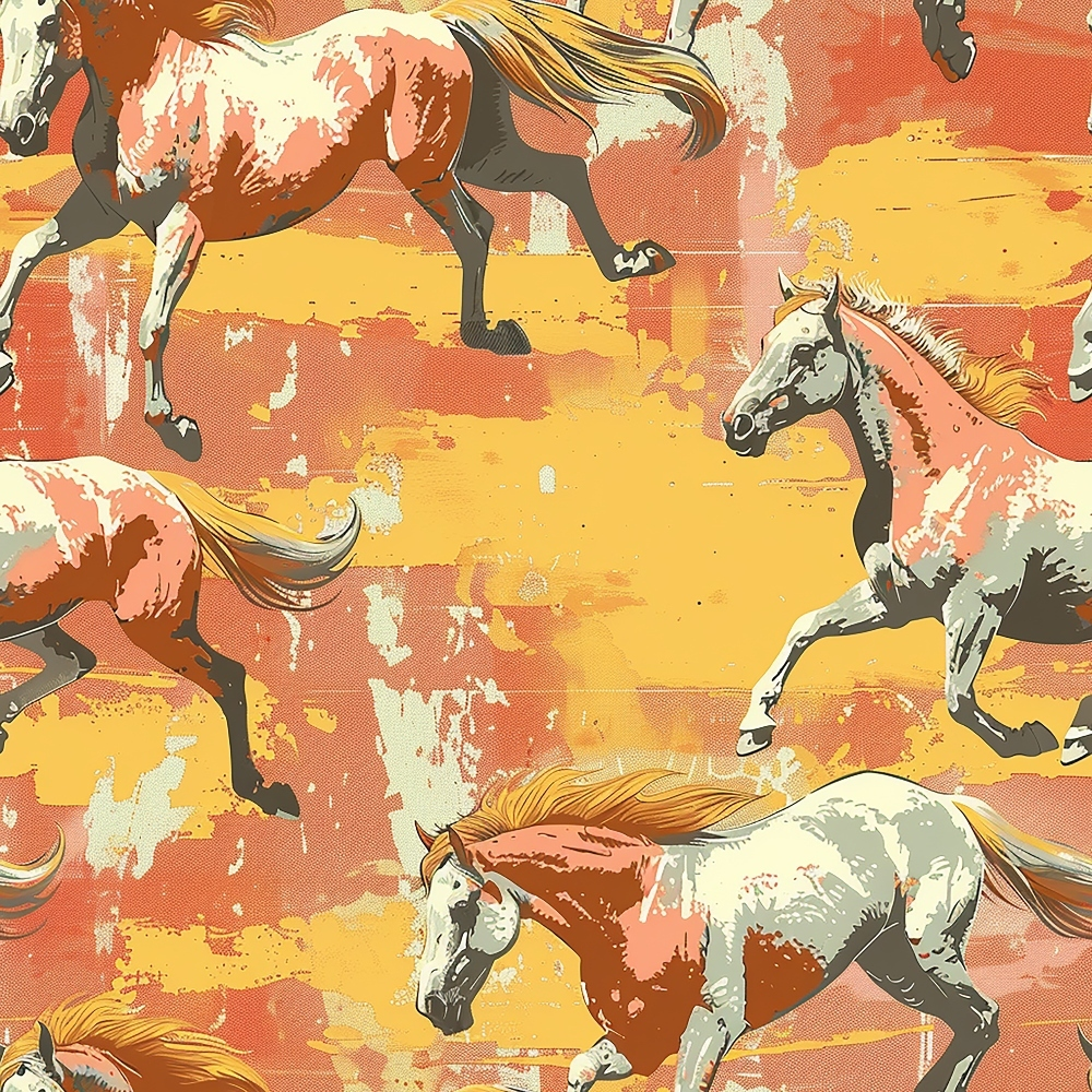 Painted Mustangs Pattern 6 Minky Fabric