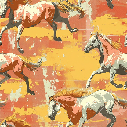 Painted Mustangs Pattern 6 Minky Fabric