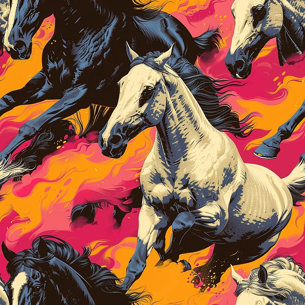 Painted Mustangs Pattern 7 Minky Fabric