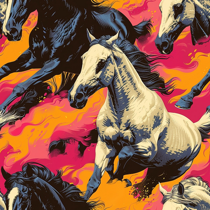 Painted Mustangs Pattern 7 Minky Fabric