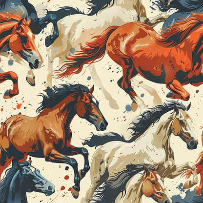 Painted Mustangs Pattern 8 Minky Fabric