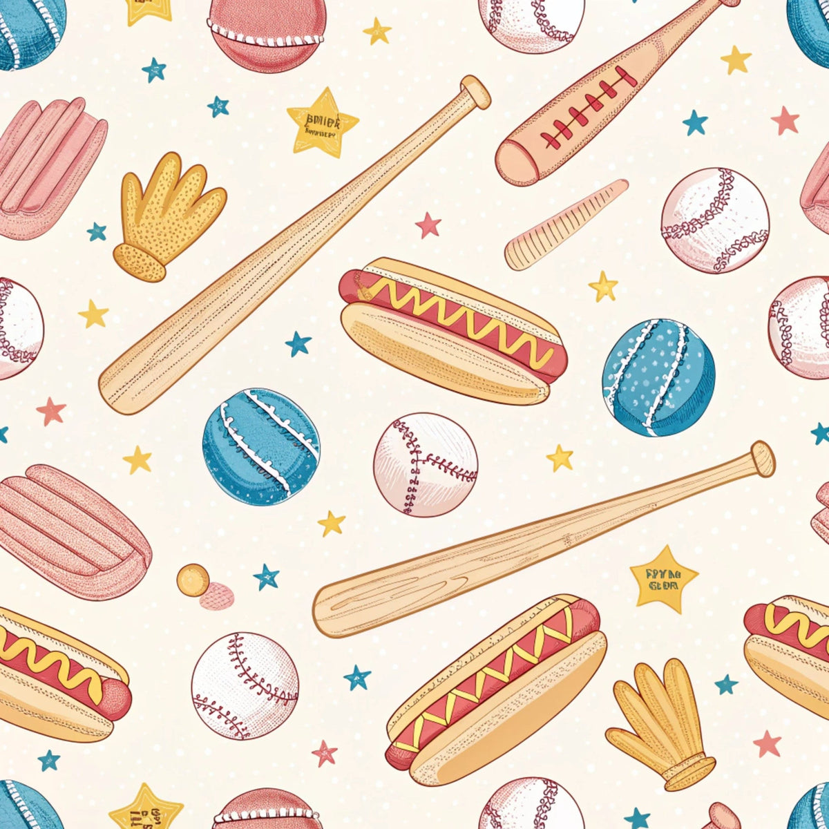 Vintage Ballpark Pattern 2 Minky Fabric