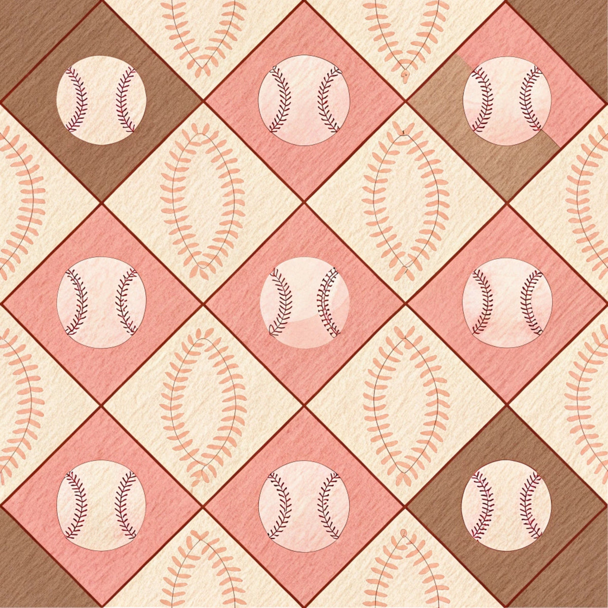 Vintage Ballpark Pattern 3 Minky Fabric