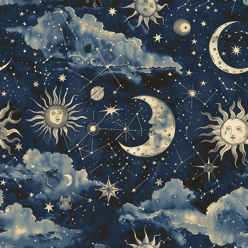 Gilded Night Sky Pattern 1 Minky Fabric