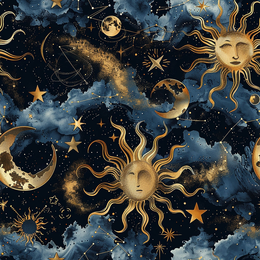 Gilded Night Sky Pattern 2 Minky Fabric