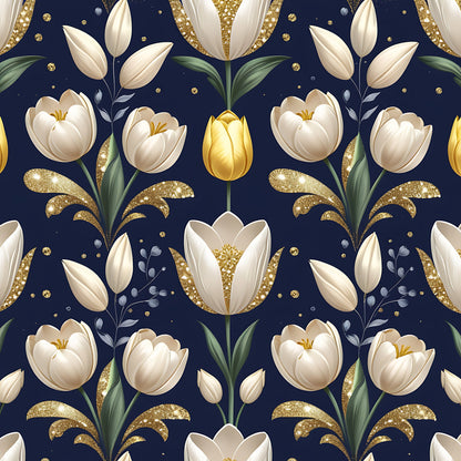 Golden Glitter Spring Pattern 13 Quilting Cotton Fabric