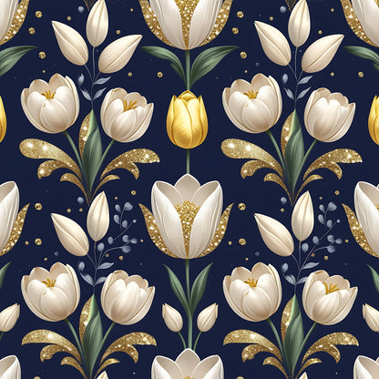 Gilded Midnight Tulips Pattern 13 Minky Fabric