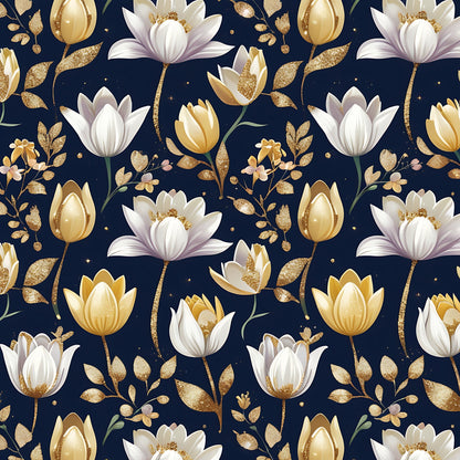 Gilded Midnight Tulips Pattern 15 Minky Fabric