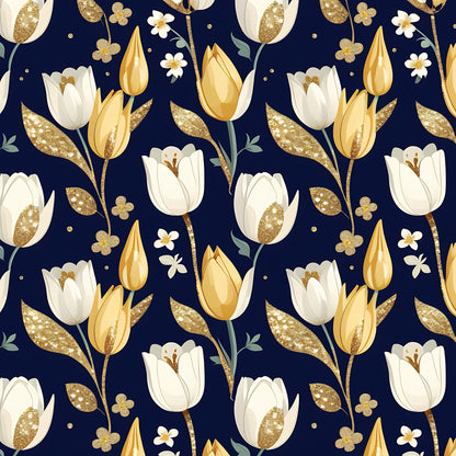 Golden Glitter Spring Pattern 9 Quilting Cotton Fabric