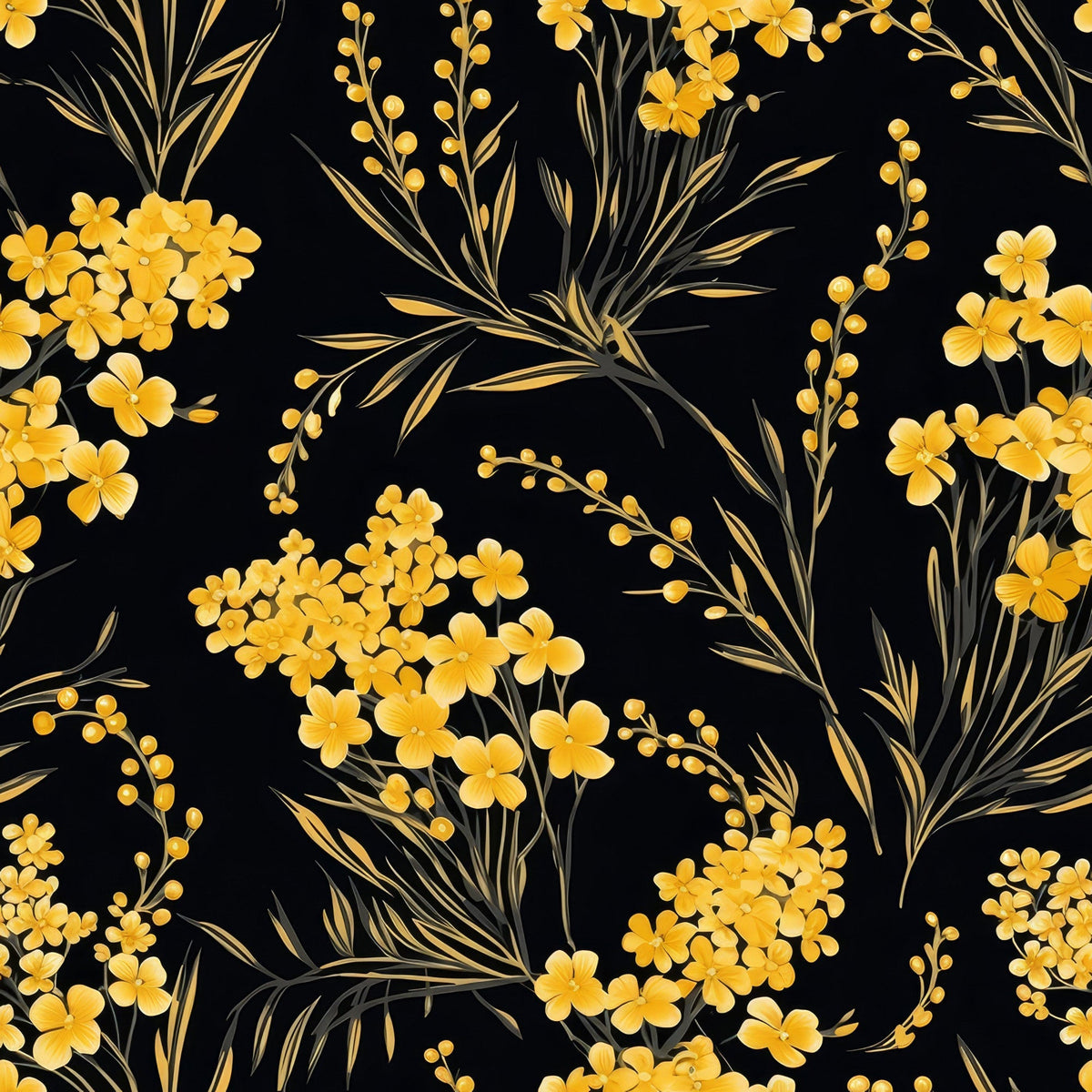 Midnight Mimosa Pattern 4 Minky Fabric
