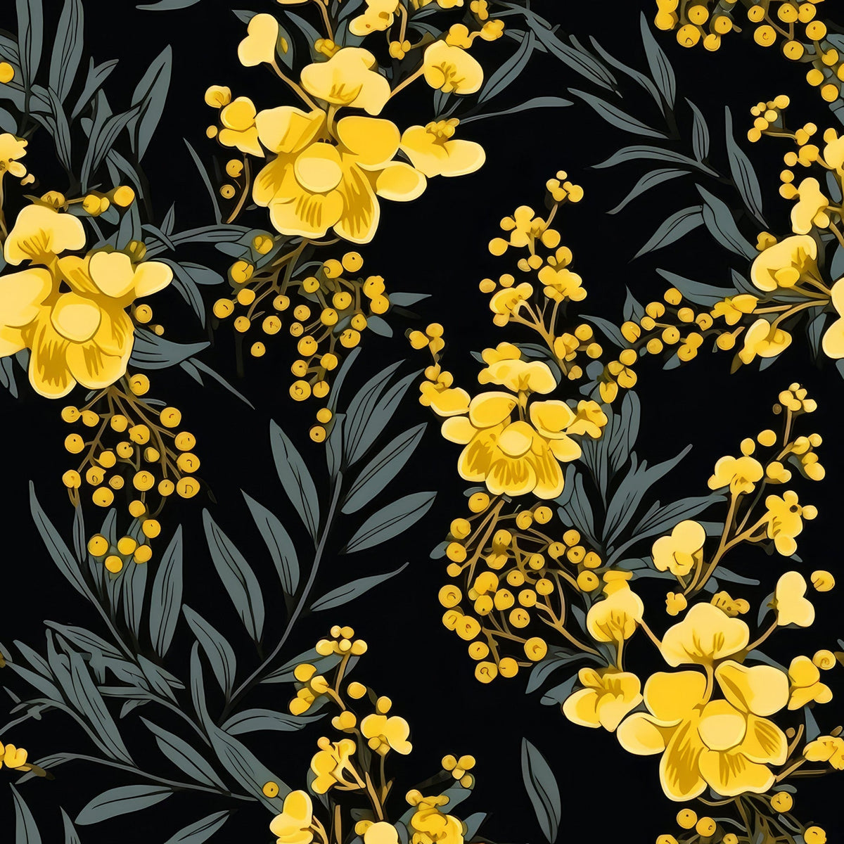 Midnight Mimosa Pattern 6 Minky Fabric