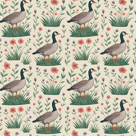 Goose Cottagecore Pattern 1 Quilting Cotton Fabric