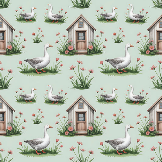 Goose Cottagecore Pattern 16 Quilting Cotton Fabric