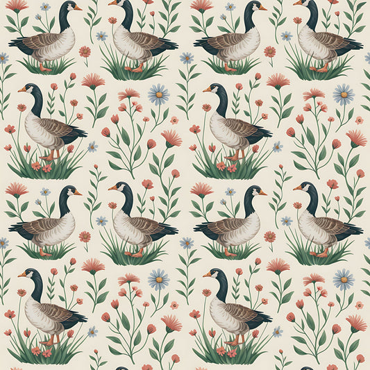 Goose Cottagecore Pattern 4 Quilting Cotton Fabric